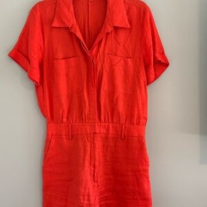 Bright Red Short Sleeve Jumpsuit